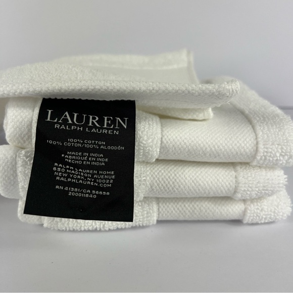 4 Ralph Lauren Washcloths Wescott Sailcloth Pure White 4 Pc Set Cotton NEW - Picture 2 of 6